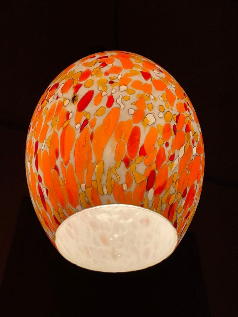 1960年代ヤマギワ・オリジナル「エッグ型ペンダントランプ」マグマ・オレンジ