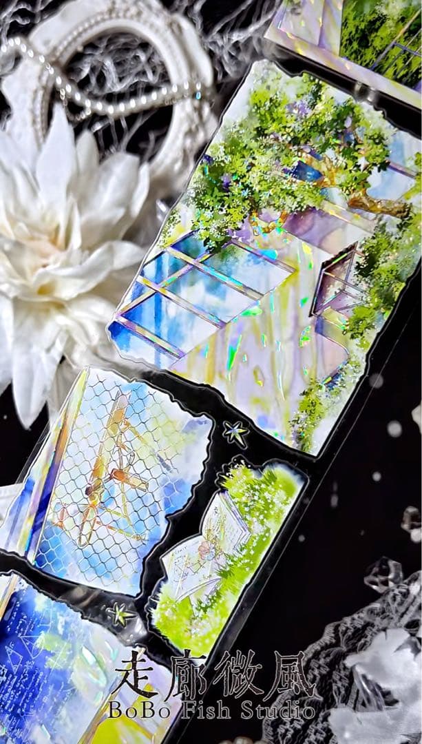 【9368】海外　5m巻　貝殻光カッティングマスキングテープ学校生活　装飾背景系