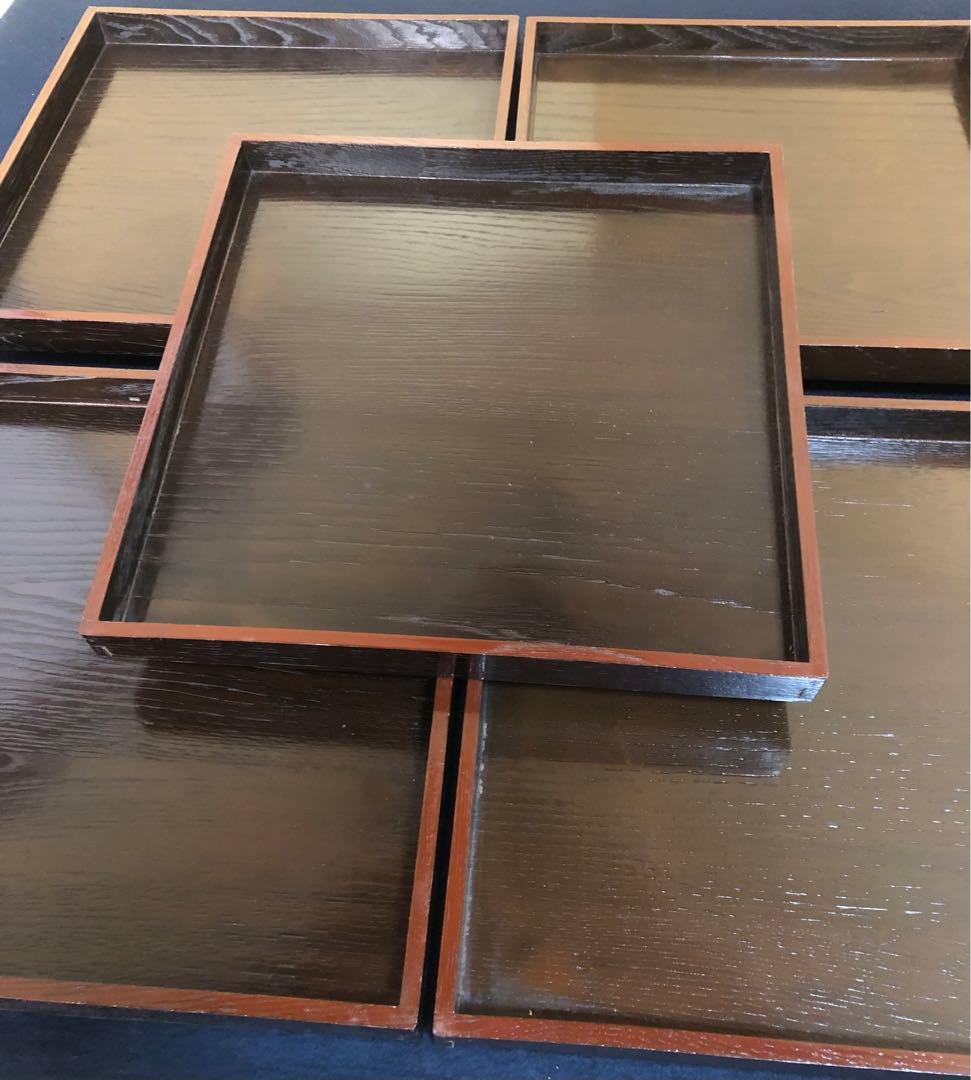 《R》明治時代 四方膳 折敷膳10客 会席膳 木箱　260109き2