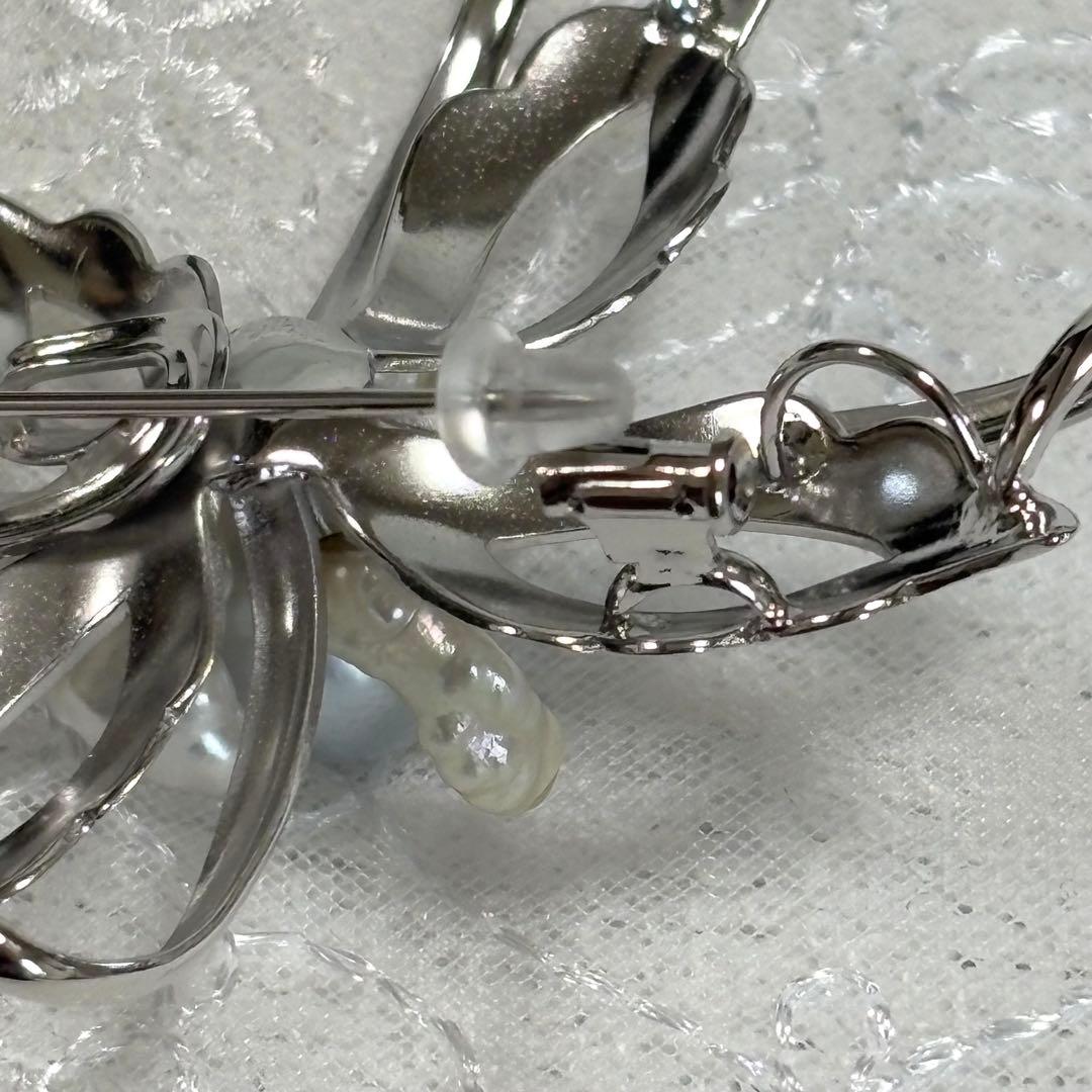 新品 GSTV 黒蝶真珠 白蝶ケシパール ブローチ ネックレストップ 箱/保証書