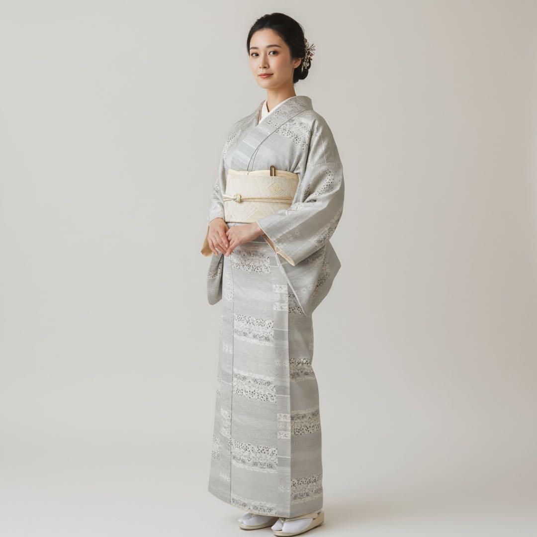 ◎mk-1109　　本場大島紬　白大島　西野織物　証付き　中古品　　1-15