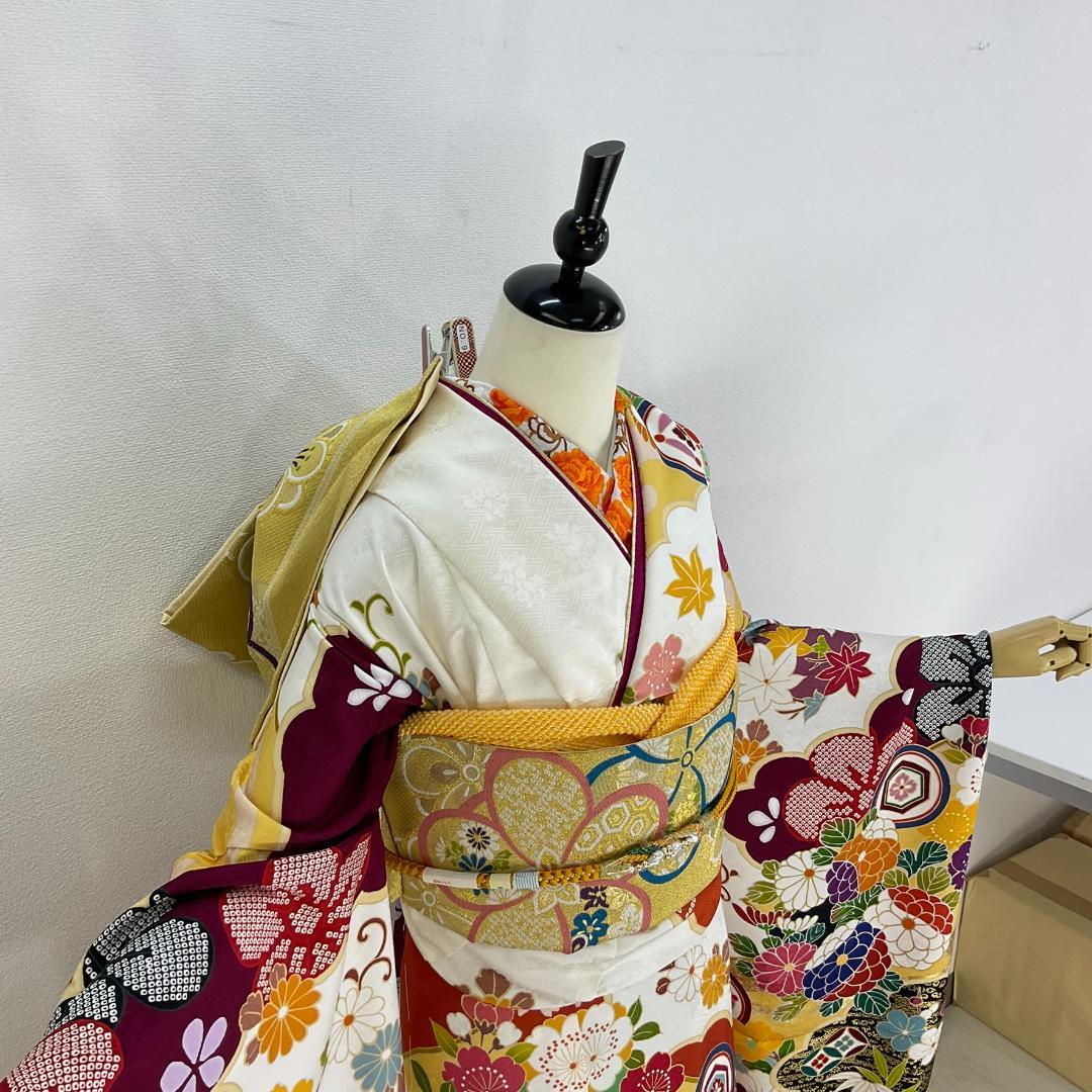 かんろ　ふくよかさん対応　正絹お振袖　フルセット　巾広胴裏込み