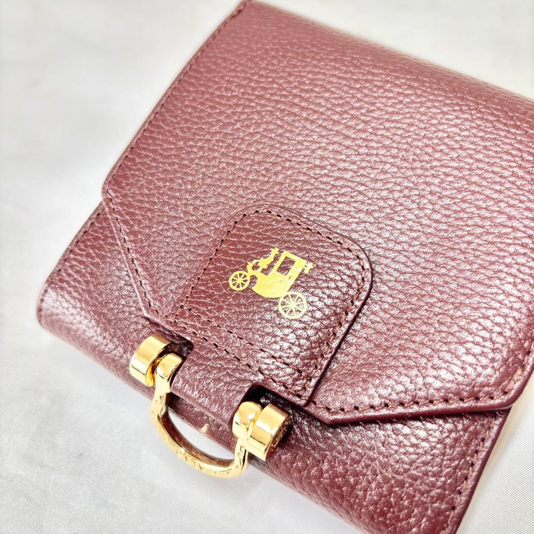 【美品】　アタオ　ロトロ　二つ折り財布　コンパクトウォレット　馬車　シボ革　人気