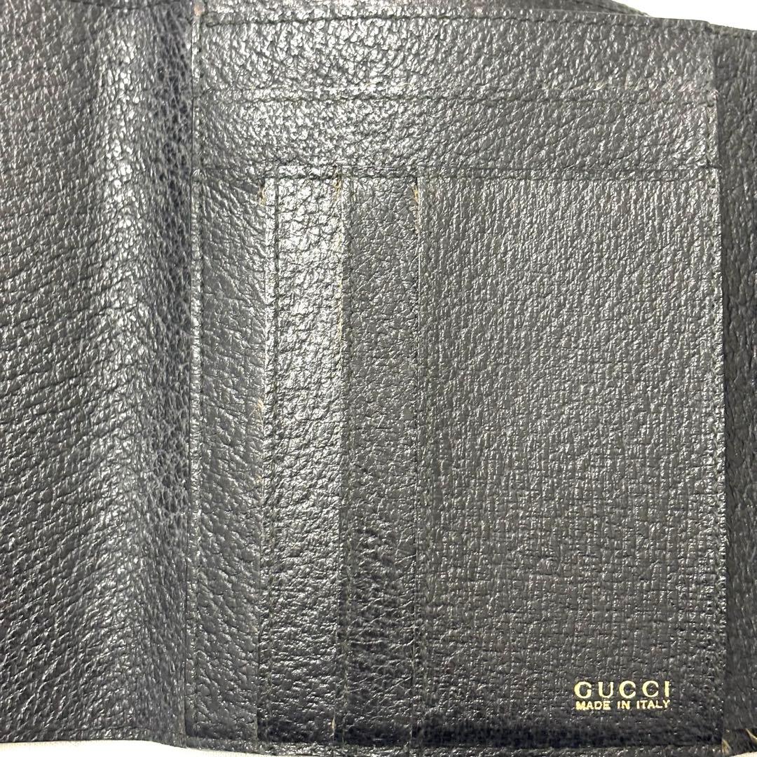 美品 グッチ GUCCI 二つ折り財布 ホースビット レザー 本革 ブラック