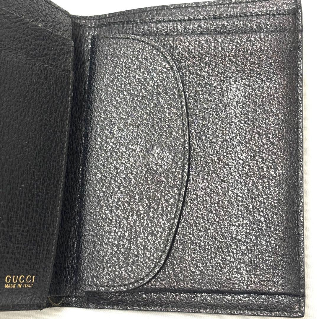 美品 グッチ GUCCI 二つ折り財布 ホースビット レザー 本革 ブラック