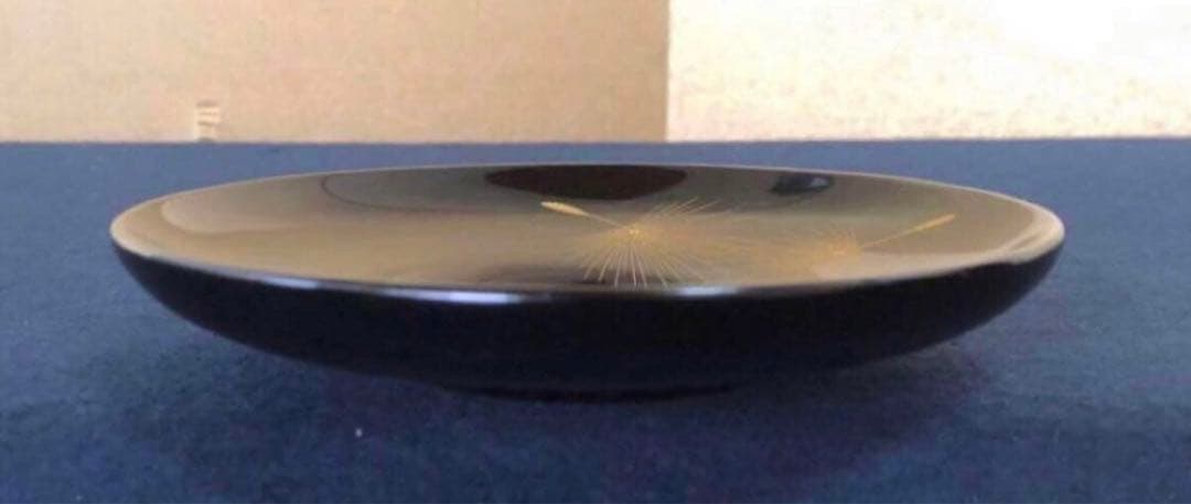 《レ》輪島塗 黒塗沈金飛花の図 茶托10客 小西啓介作 251030う2