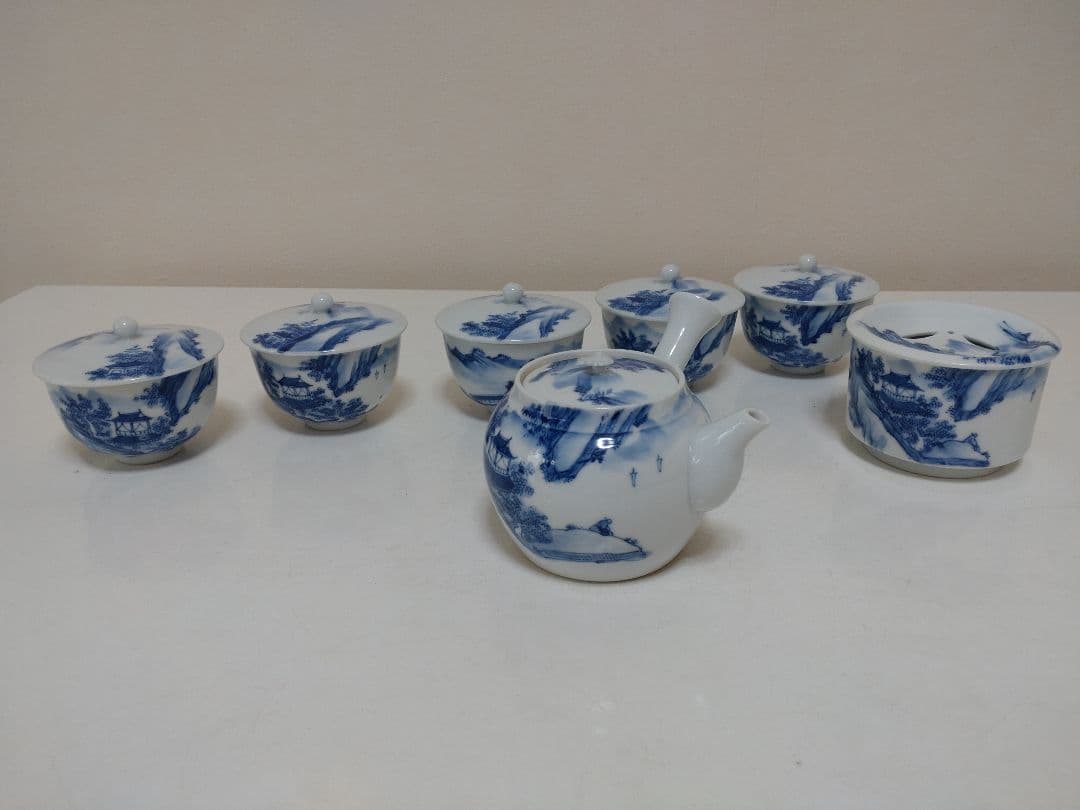 平安 春峯 茶器揃 急須 建水 茶碗五客 煎茶道具