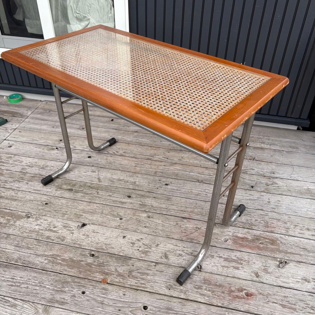 北欧レトロ オリバー メタルフレーム ラタンカウンターテーブルダイニングテーブル