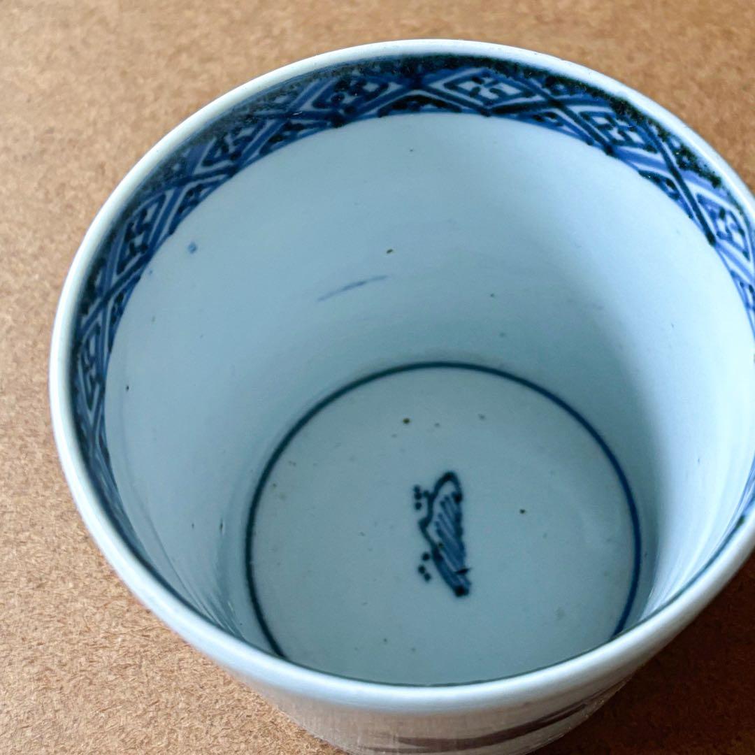 古伊万里　伊万里　江戸　後期　幕末　椿　鳥　蕎麦猪口　染付　蛇の目　高台