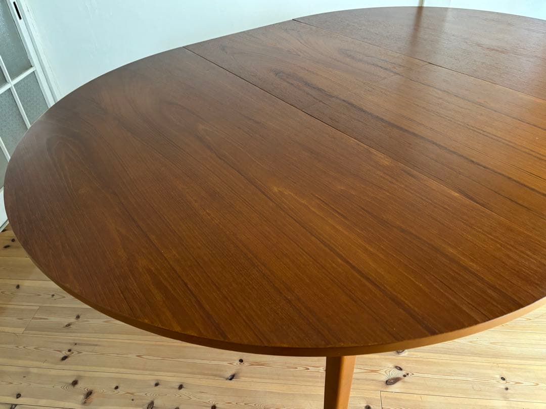 北欧ヴィンテージ　チーク　ラウンドエクステンションテーブル