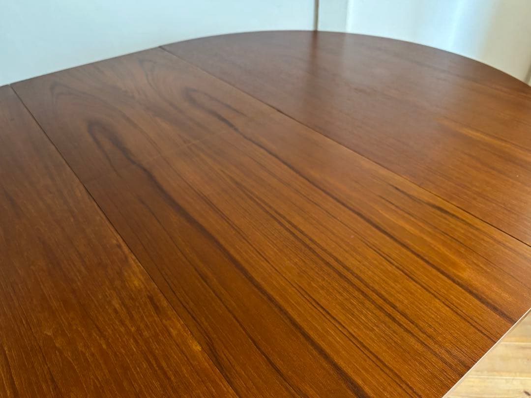 北欧ヴィンテージ　チーク　ラウンドエクステンションテーブル