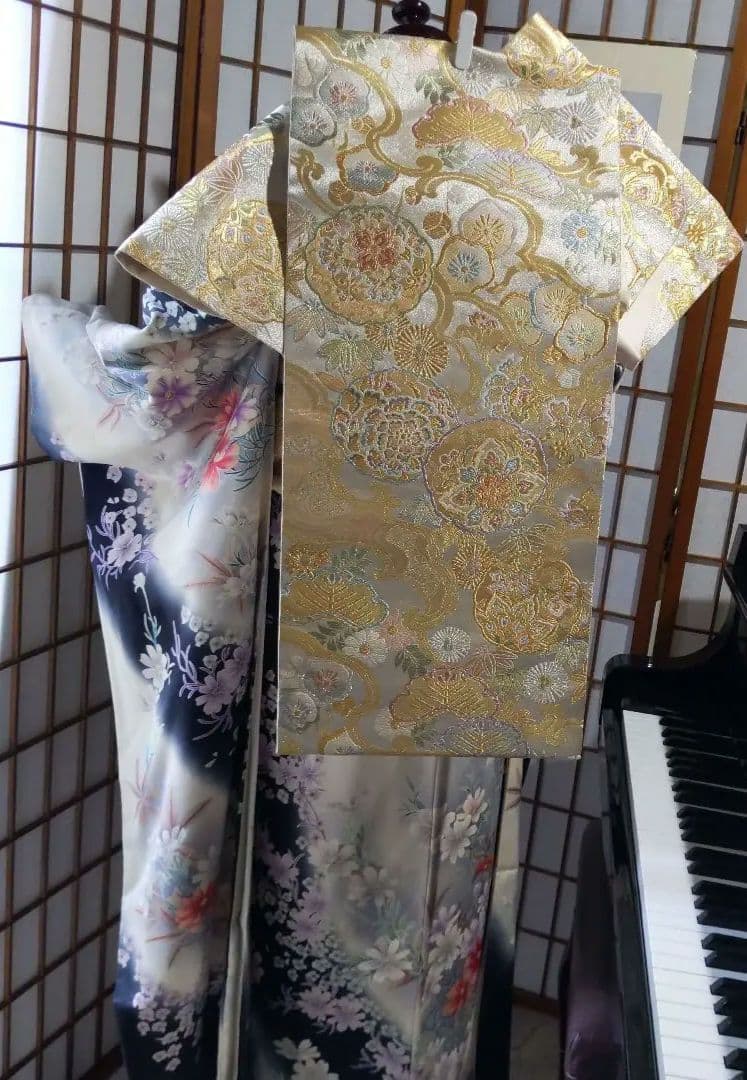 378 シンデレラみたいな　ふんわり　優しいお花柄　正絹振り袖7点フルセット