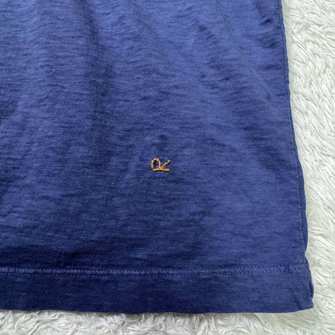 【美品】45R〈日本製〉ジンバブエコットンの45色天竺ポロシャツ　ロゴ刺繍　紺青