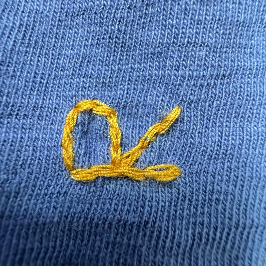 【美品】45R〈日本製〉ジンバブエコットンの45色天竺ポロシャツ　ロゴ刺繍　紺青