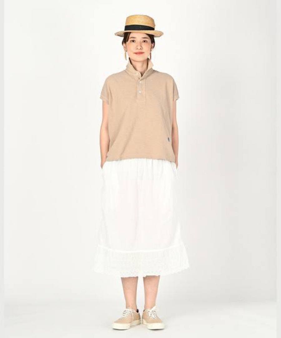 【美品】45R〈日本製〉ジンバブエコットンの45色天竺ポロシャツ　ロゴ刺繍　紺青