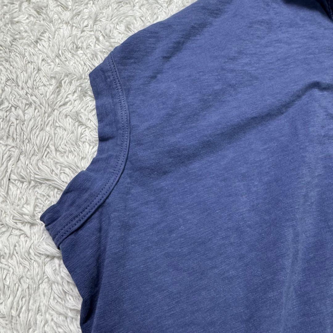 【美品】45R〈日本製〉ジンバブエコットンの45色天竺ポロシャツ　ロゴ刺繍　紺青