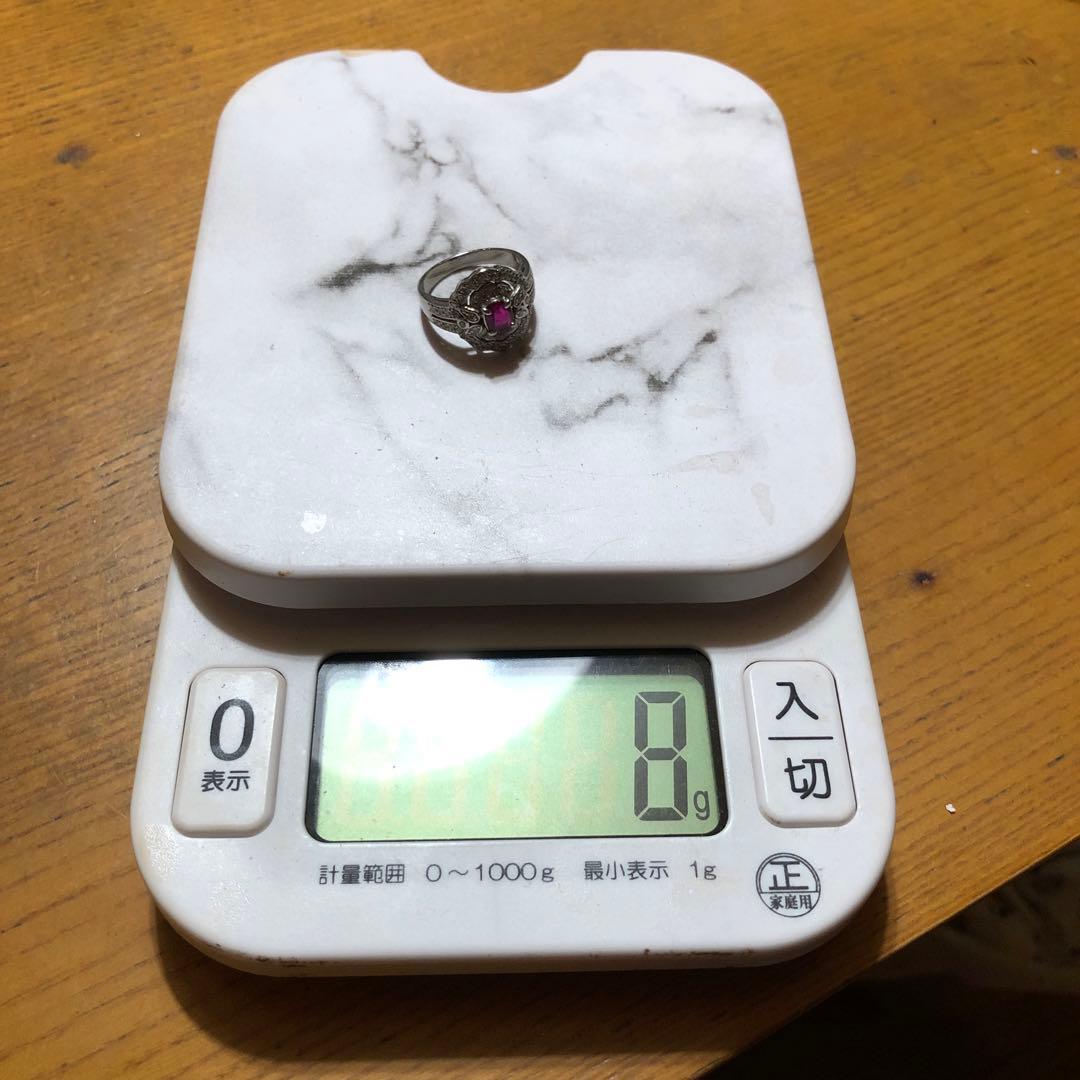 プラチナ900ルビー 花モチーフ リング