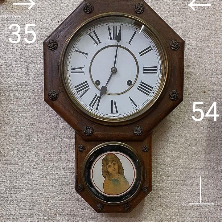 202 アンティーク　八角時計　ゼンマイ式時計