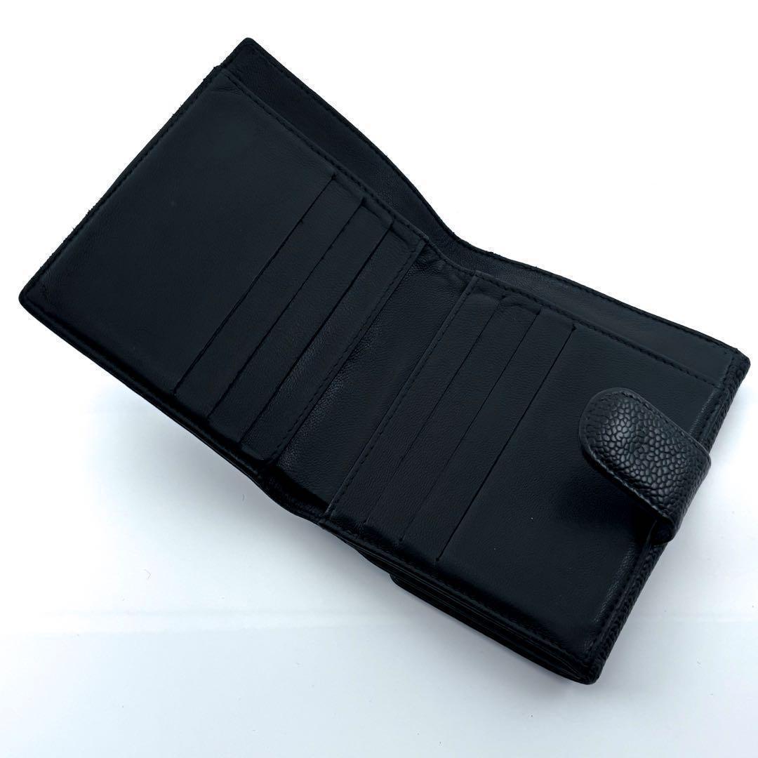 【美品✨】シャネル 財布 ココステッチ キャビア Wホック 二つ折 BL