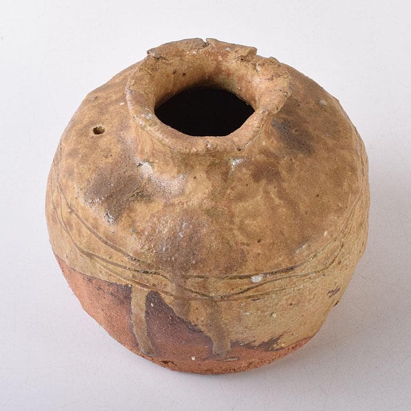 コロンビア渓谷焼　両志庵窯　大木宗完作　蹲（うづくまる）壷　共箱　V　R8721