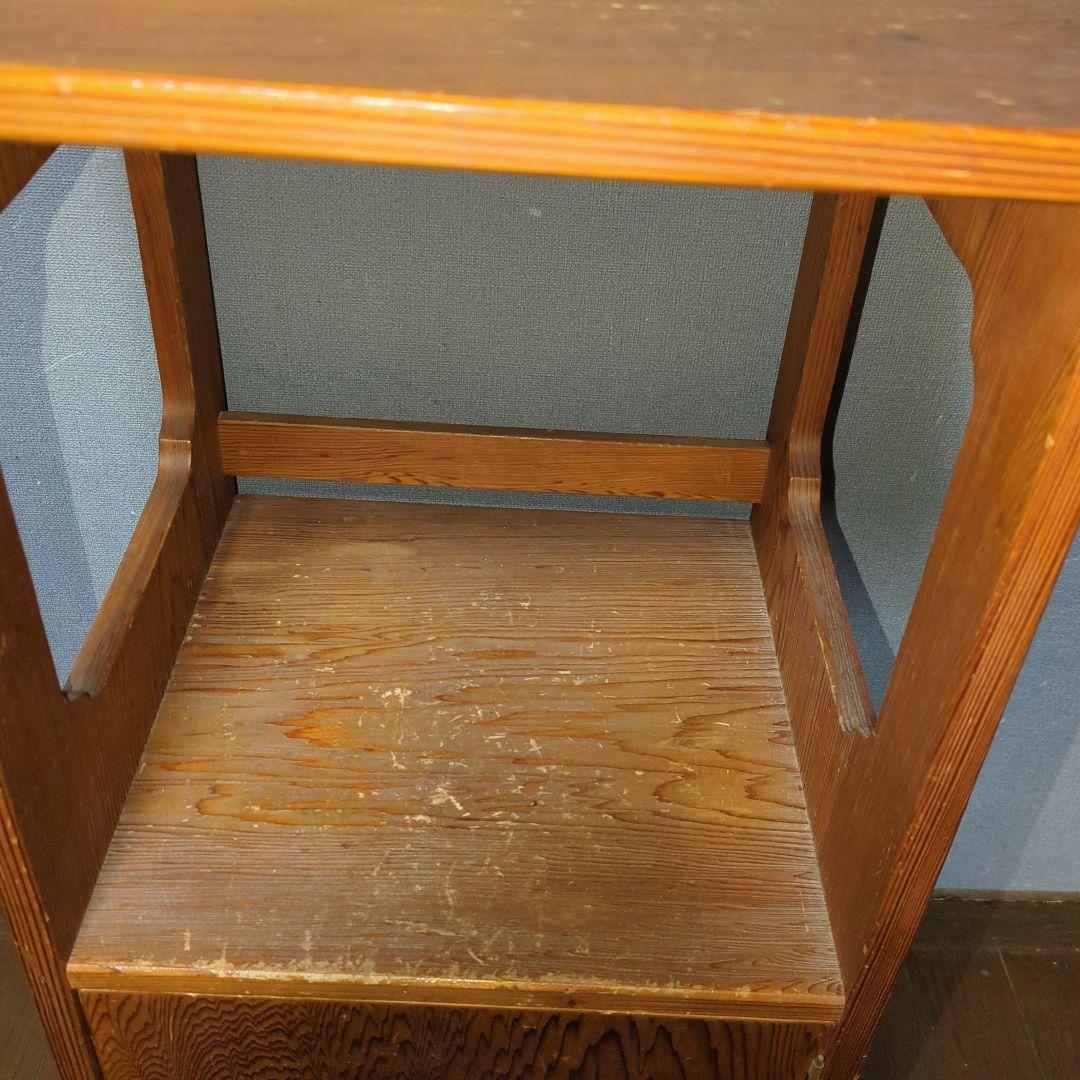 【昭和レトロ】天然木　屋久杉　木製電話台・ファックス台