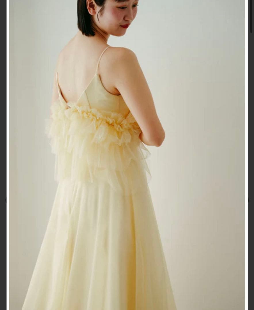 DRESSPRODUCTIONバターイエローフリルチュールドレス カラードレス