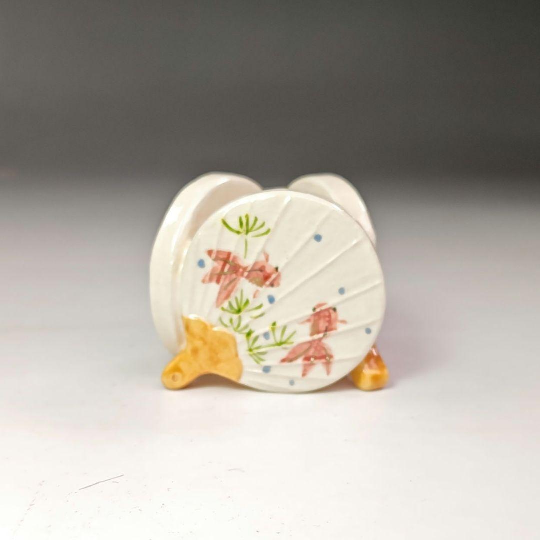 イ663 蓋置『桂窯　伊東桂楽造』『うちわ　蓋置　共箱』茶道具