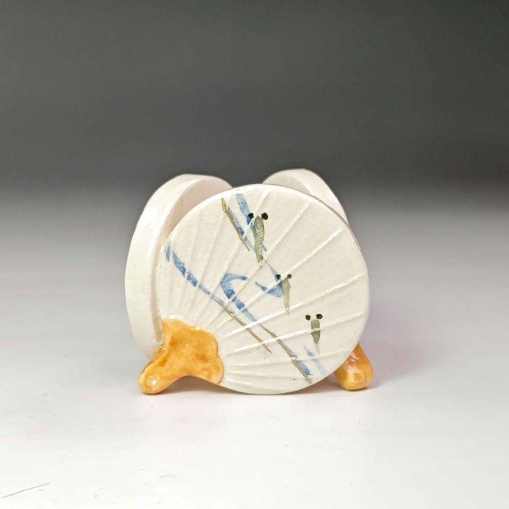 イ663 蓋置『桂窯　伊東桂楽造』『うちわ　蓋置　共箱』茶道具