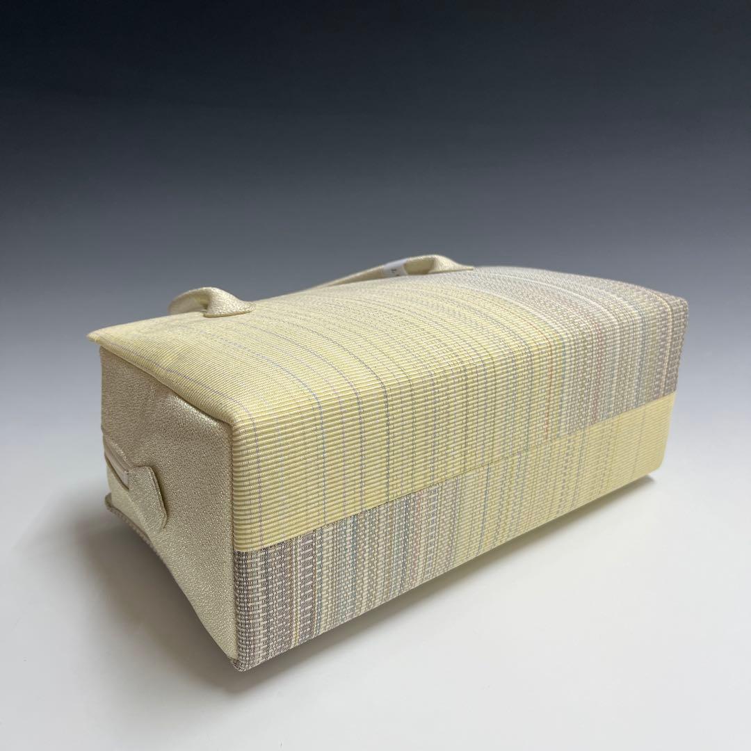 夏　新品未使用品　本塩沢紬　草木染　帯地使用　利休バッグ25067