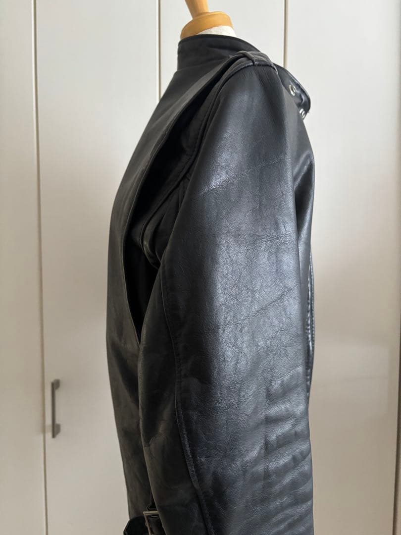 schott♡men'sブラックレザー シングルライダースジャケット