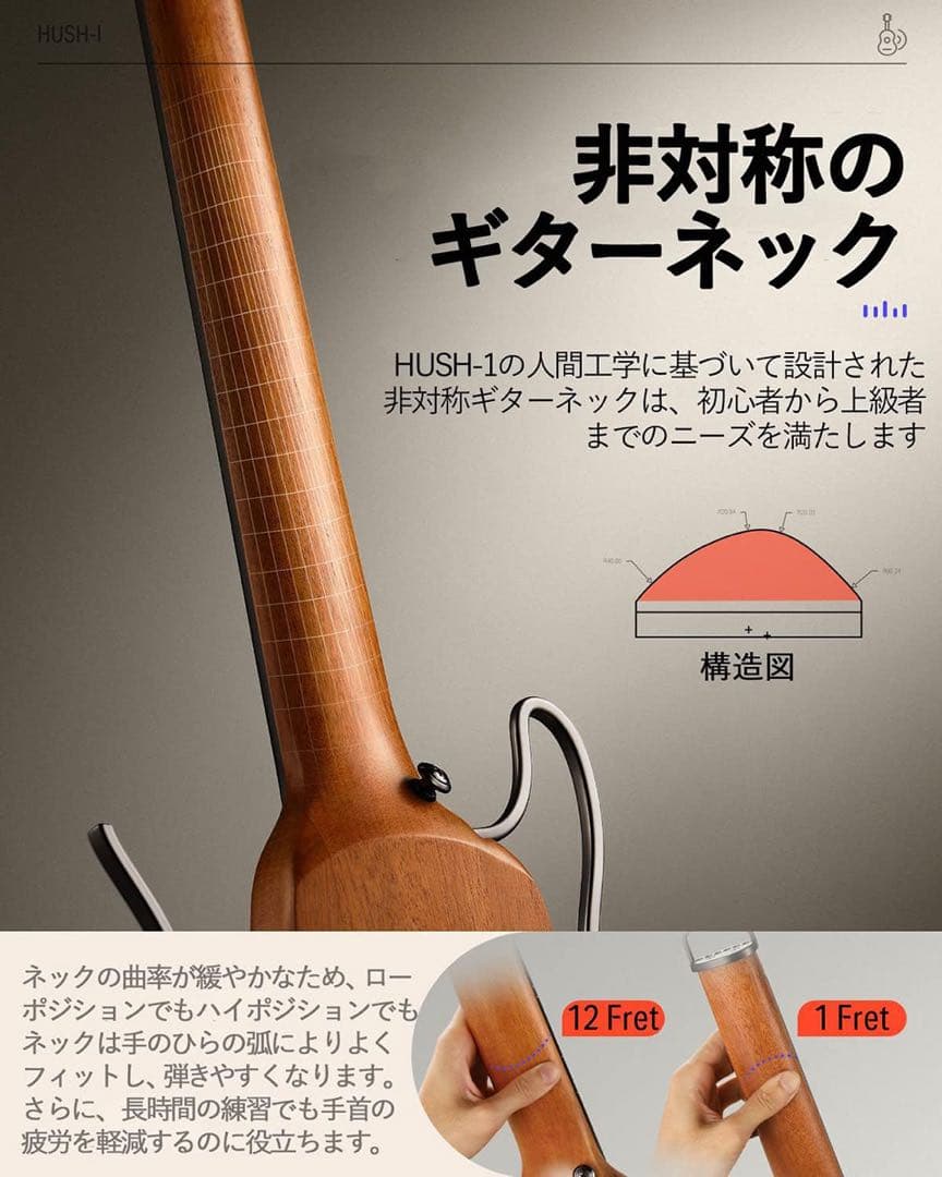 DONNER HUSH-I ブラック 静音アコギ ケース/イヤホン/チューナー