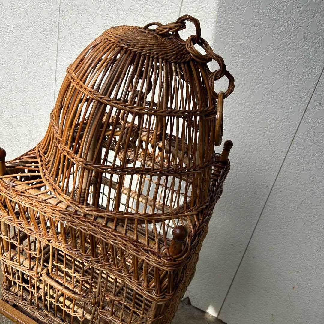 ヴィンテージ ◆ ハンギング ラタン鳥籠 ◆ 鳥かご バードケージ