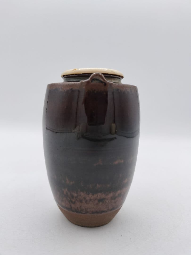 c668 茶入 高取耳付 荒磯金襴 笹蔓緞子 鬼丸雪山 木箱 茶道具 古物