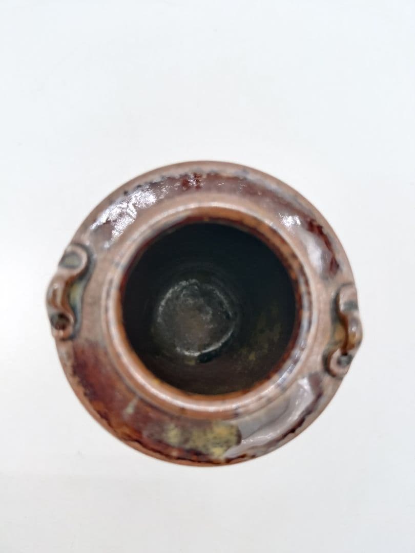 c668 茶入 高取耳付 荒磯金襴 笹蔓緞子 鬼丸雪山 木箱 茶道具 古物