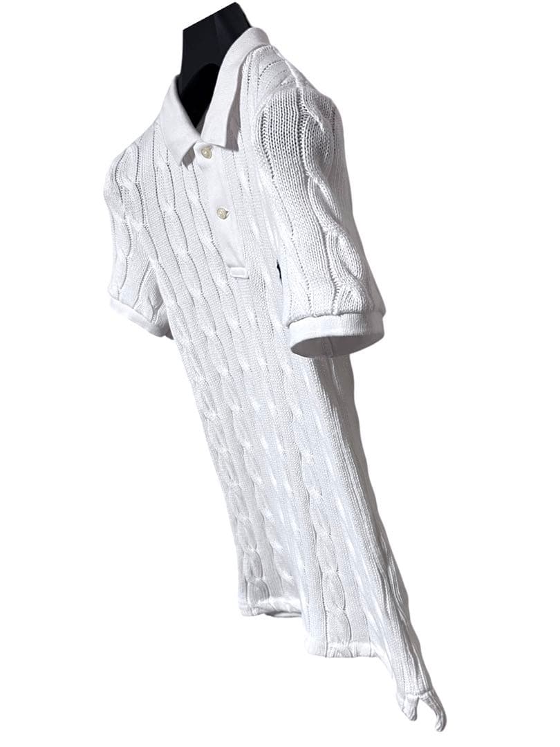 美品　ポロラルフローレン　ケーブルポロシャツ ホワイト　現行タグ