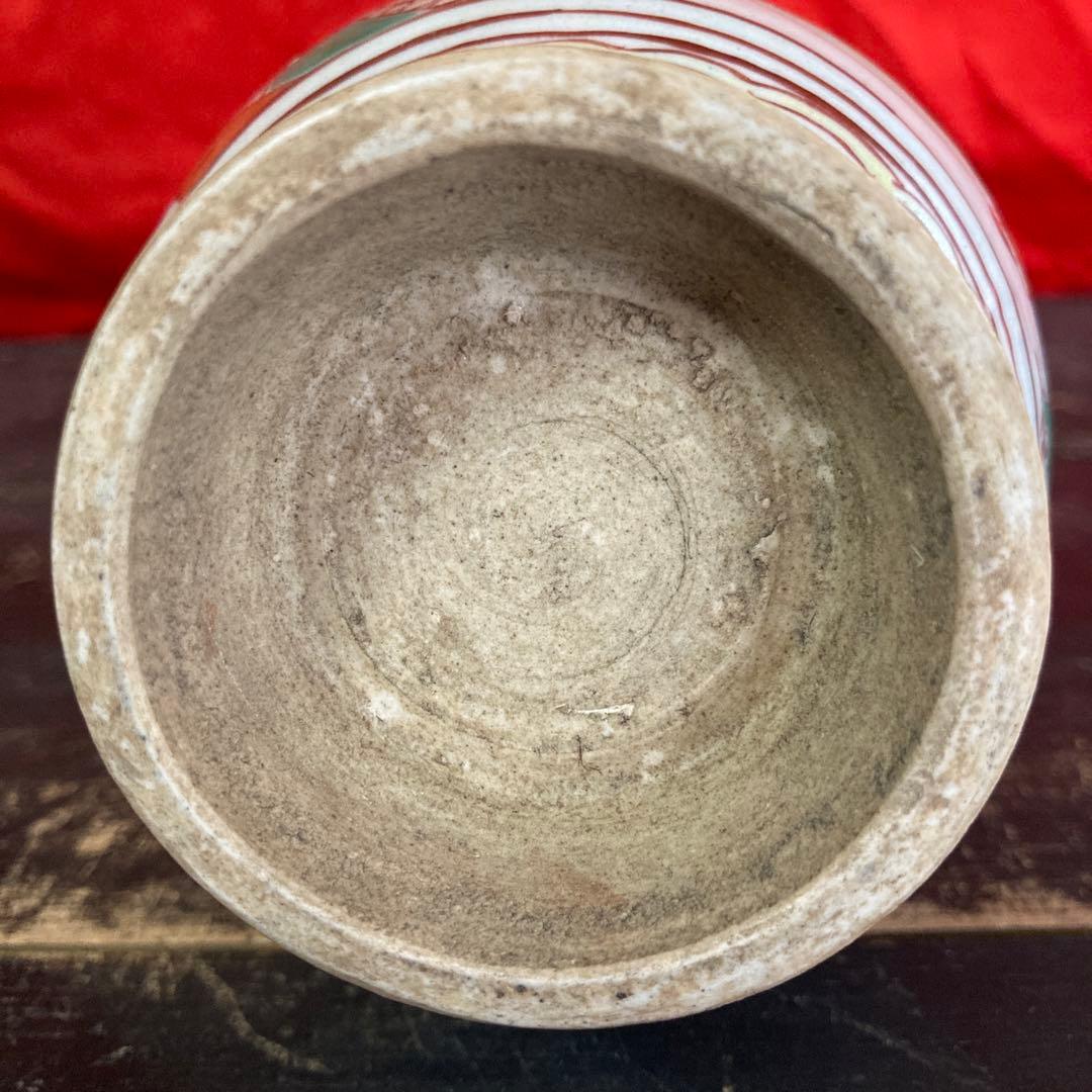 中国　色絵　蒜頭瓶　童子図　大明隆慶年造銘