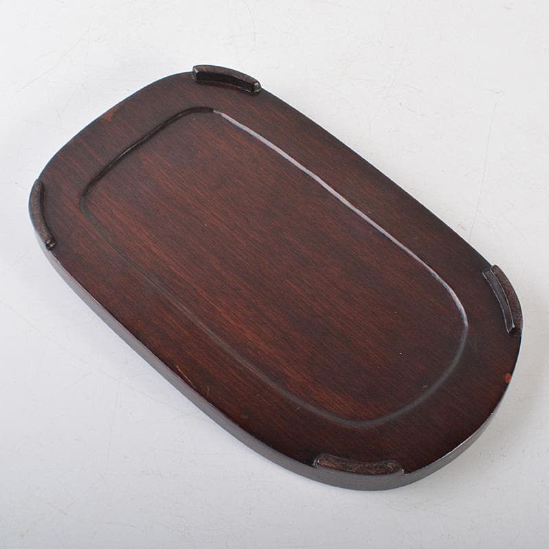 中国　書道具　花刻　端渓硯　唐木箱付　V　R7139