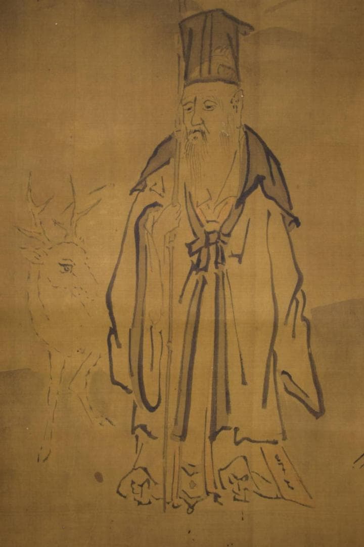 真作/狩野探幽/人物図/布袋屋掛軸HI-889