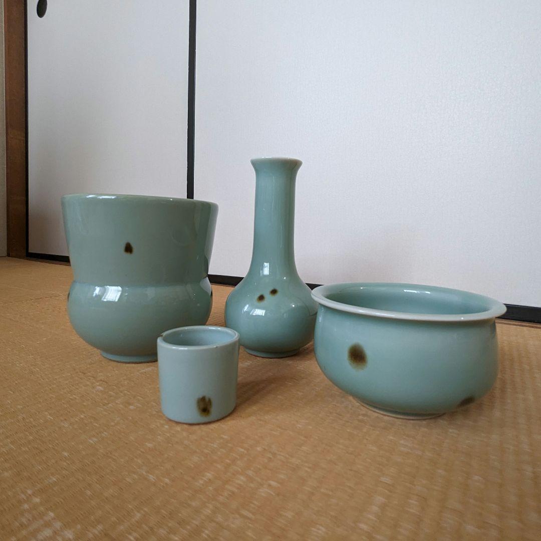 皆具　水指　杓立　建水　蓋置　　飛青磁　箱なし