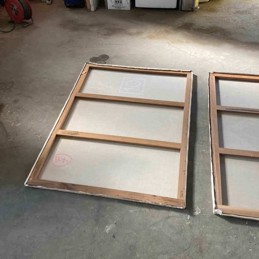 大型 F60号 青い絵 ブルー 油彩キャンバス 2点セット 引き取り可能