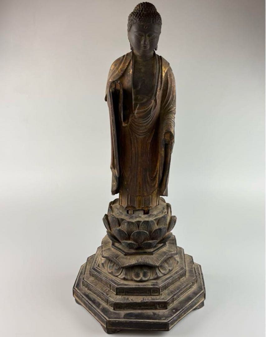 時代 仏教美術 木彫 如来 仏像 高さ約53cm 釈迦 如来