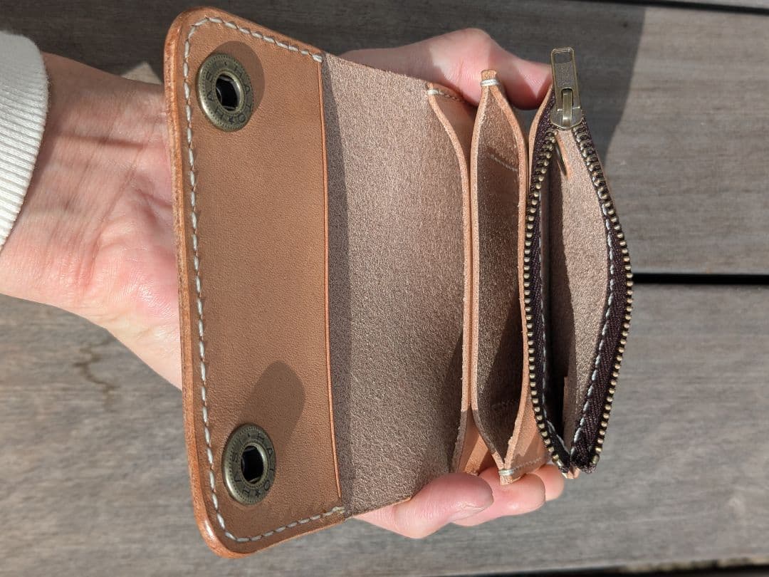 ショート トラッカーウォレット 3層 昭南皮革 多脂ベンズ ヌメ革