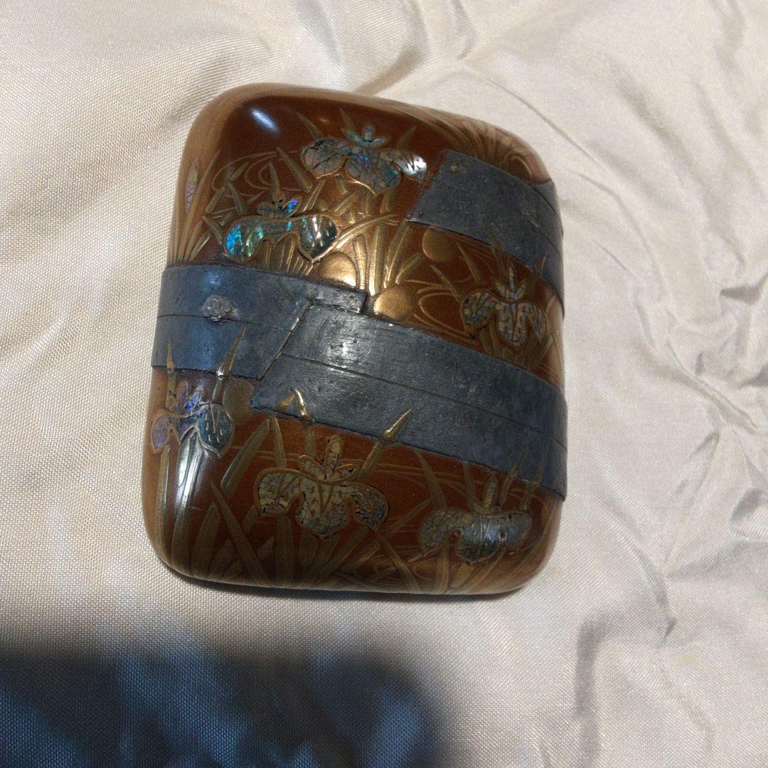 金地　八ツ橋蒔絵文庫形香合