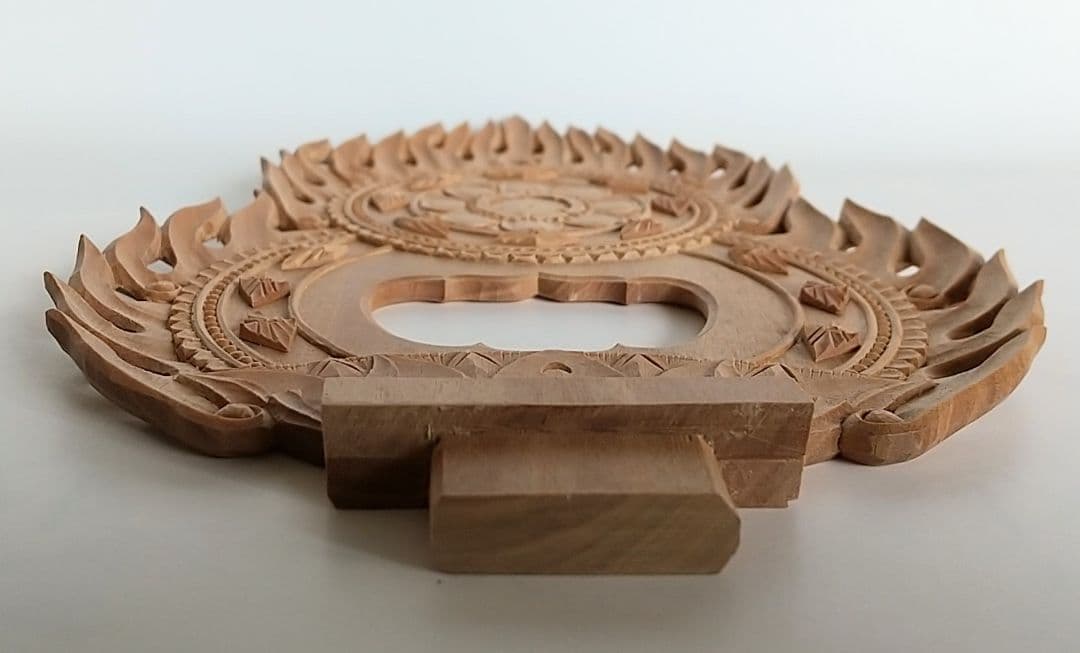 光背(3.5寸坐像用)#424 透し彫 火焔 ◆白檀 木彫 仏像付属品