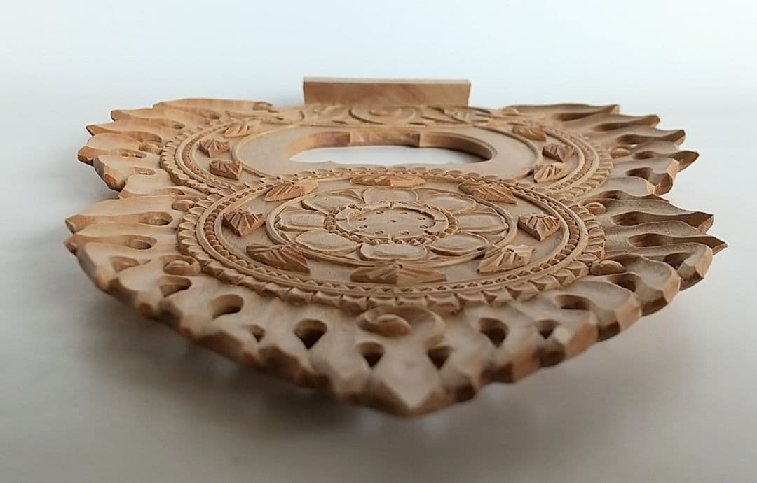 光背(3.5寸坐像用)#424 透し彫 火焔 ◆白檀 木彫 仏像付属品