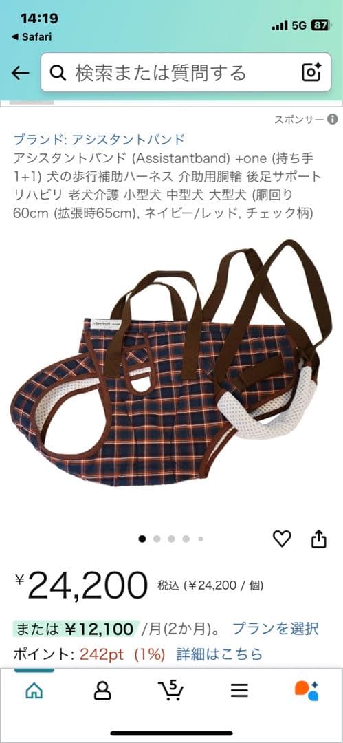 【新品　未使用】アシスタントバンド バーガンディ チェック柄