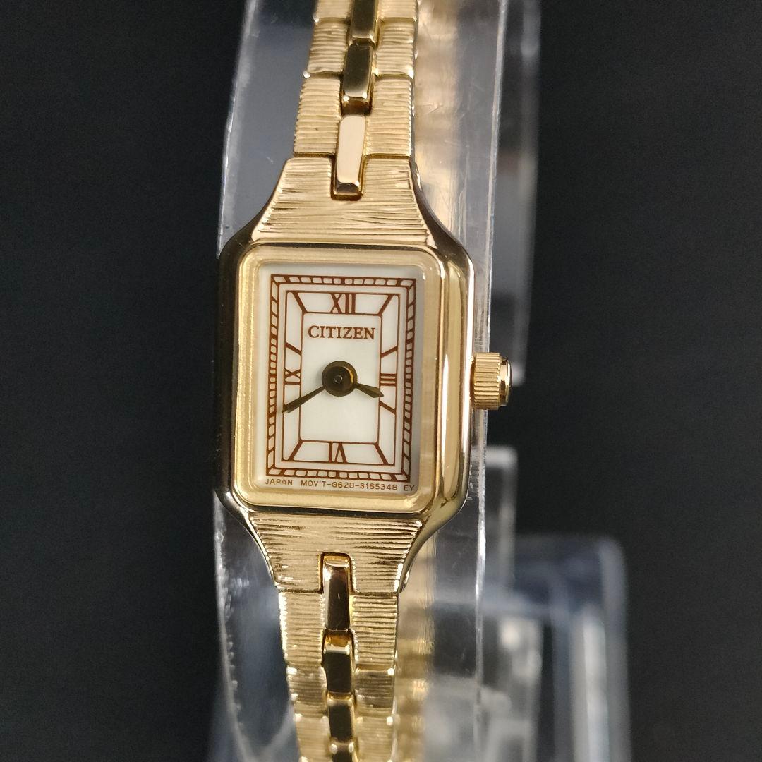 美品　CITIZEN　シチズン　HIROB　ゴールド　スクエア　ソーラー　腕時計