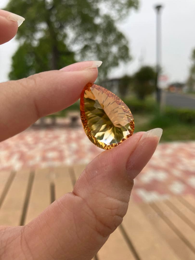 【レア】大粒シトリン　ペアシェイプ　ルース