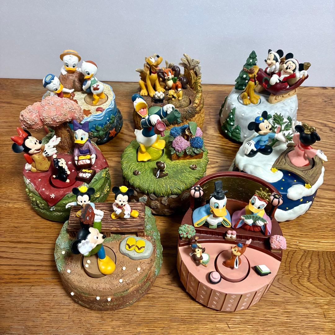 箱有 ディズニー オルゴール ベルメゾン 8個セット オブジェ フィギュア 希少