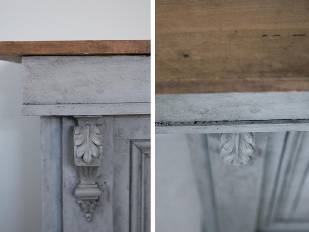 フランスアンティーク木製ショップカウンター/レジ台/テーブル机(90-21)